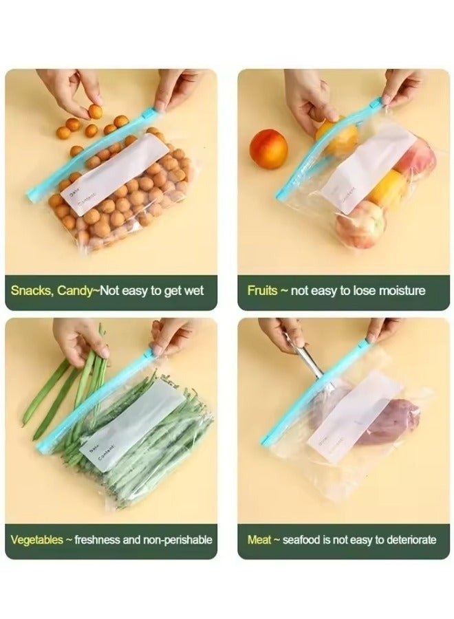 FALMER 45 pieces of reusable food storage and freezer bags in three different sizes – BPA-free, leak-proof double zipper, made of polyethylene. Clear, biodegradable, and recyclable bags, ideal for storing food, liquids, freezer items, snacks, and fruits. - Image 3